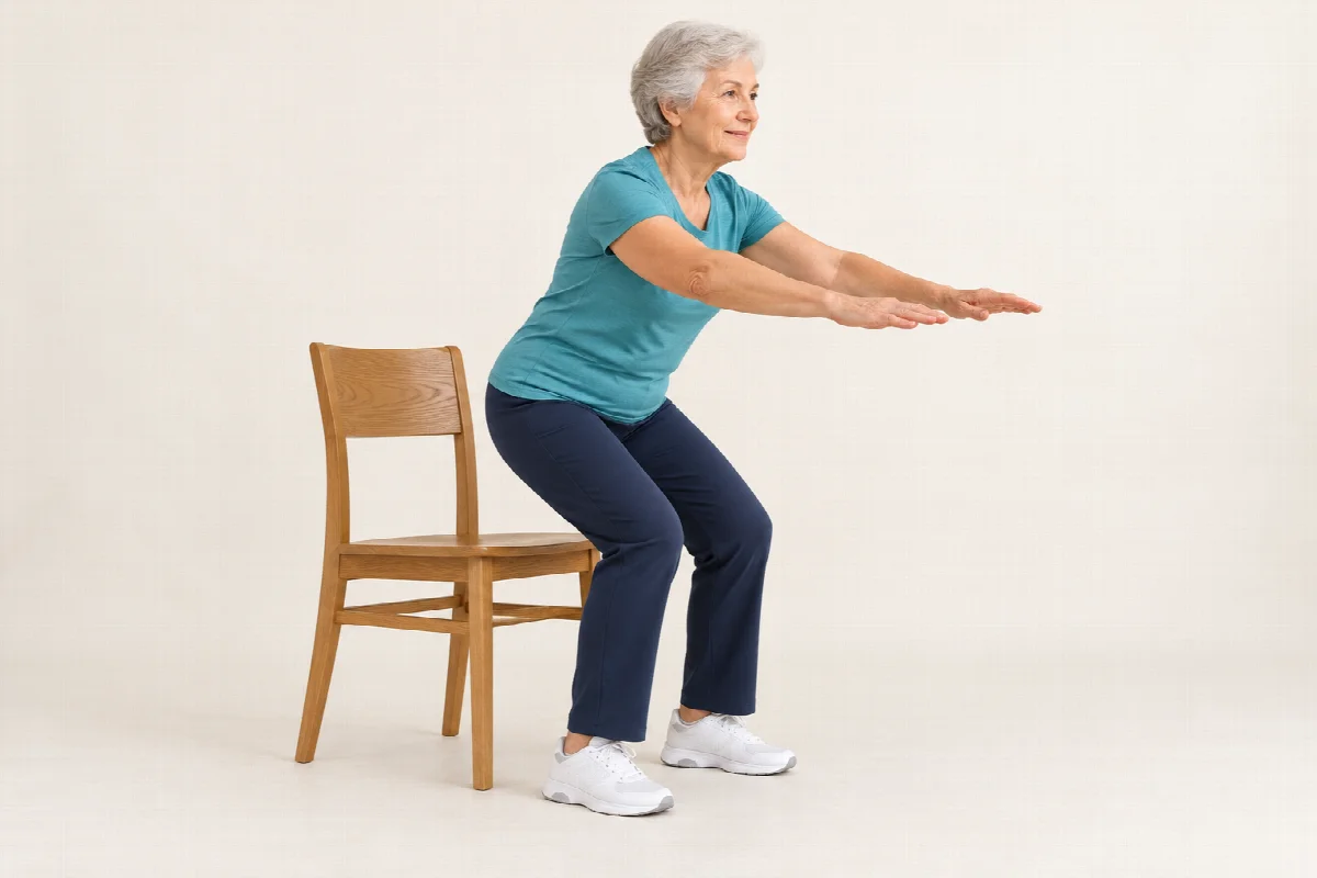 Demonstração do exercício: Levantar e sentar da cadeira